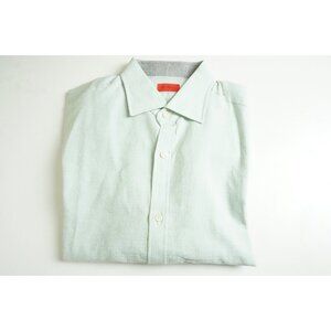 Isaia Seersucker Blue White Striped Dress Shirt Sz 39 15 1/2 BRAND NEW